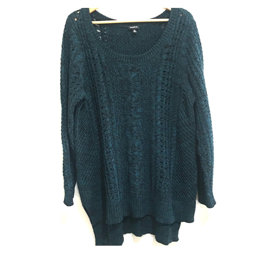 Torrid Green Knit Long Sweater Size 2